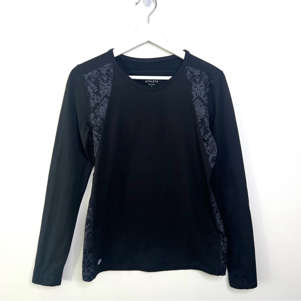 Athleta Queens Lucious Black Gray Long Sleeve
Thumb Hole Top Size Small